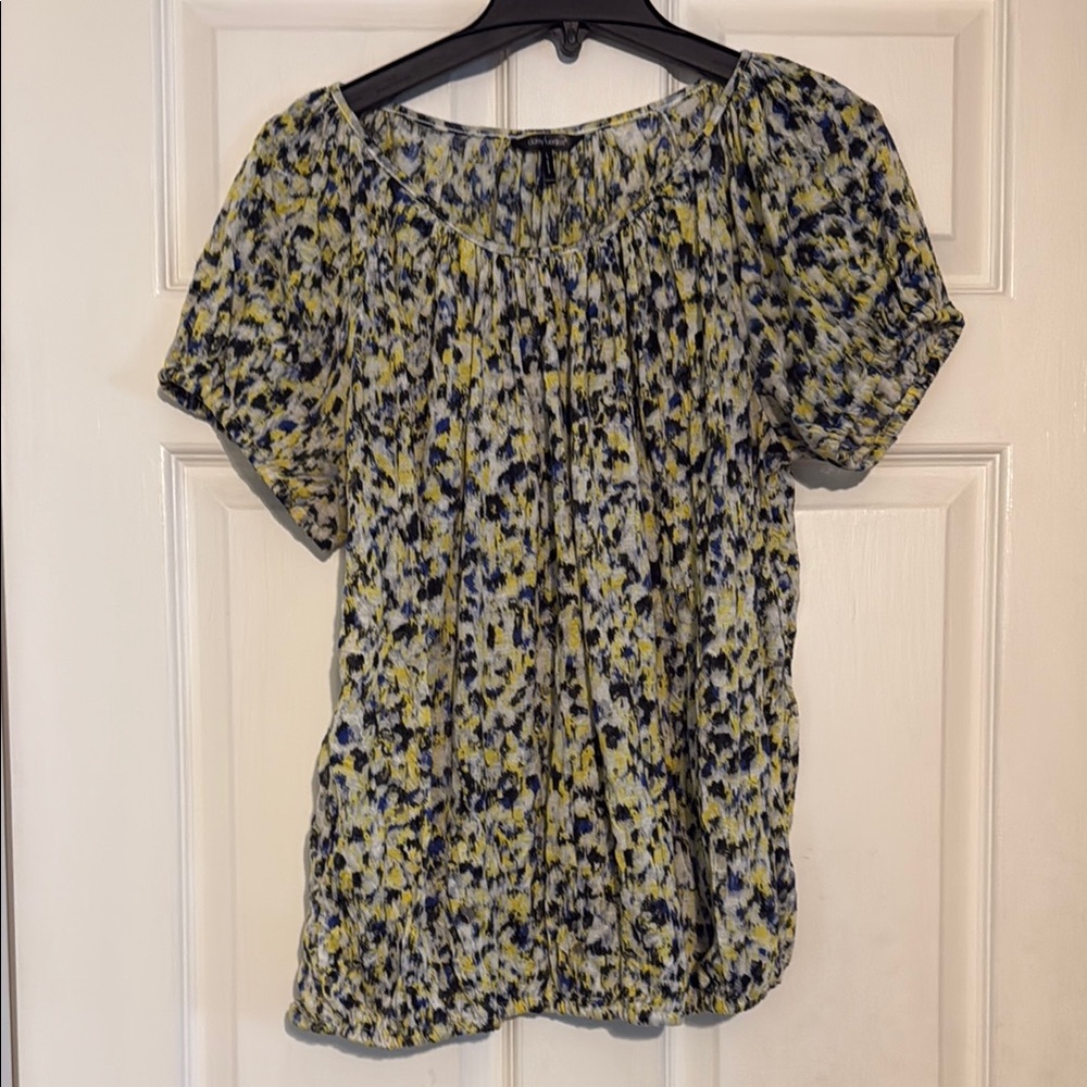 Elegant Floral Women's Blouse in Yellow and Blue